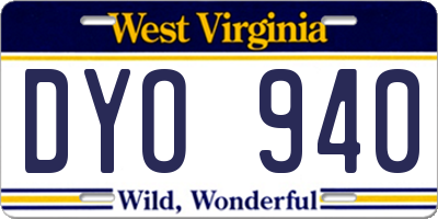 WV license plate DYO940