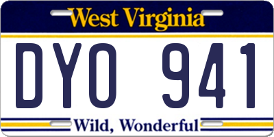 WV license plate DYO941