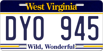 WV license plate DYO945