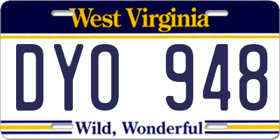 WV license plate DYO948
