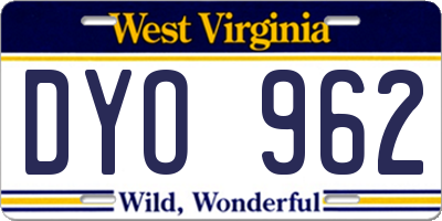 WV license plate DYO962