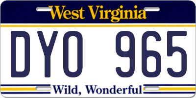 WV license plate DYO965