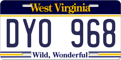 WV license plate DYO968