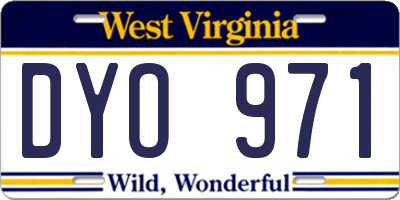 WV license plate DYO971