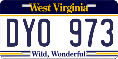 WV license plate DYO973