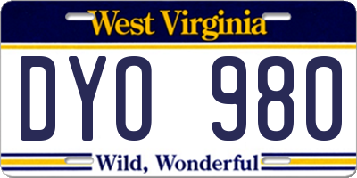 WV license plate DYO980