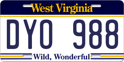 WV license plate DYO988