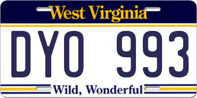 WV license plate DYO993