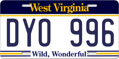WV license plate DYO996