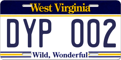 WV license plate DYP002