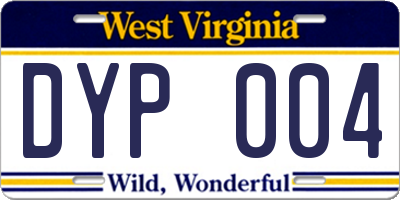 WV license plate DYP004