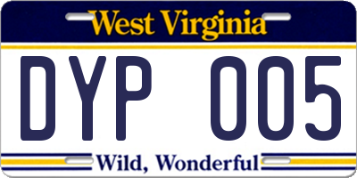 WV license plate DYP005