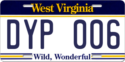 WV license plate DYP006