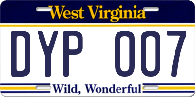 WV license plate DYP007