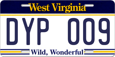 WV license plate DYP009