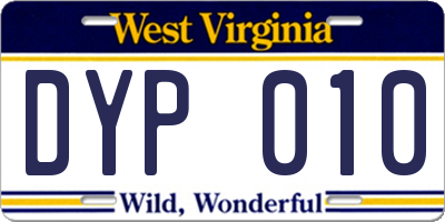 WV license plate DYP010