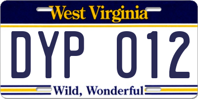WV license plate DYP012