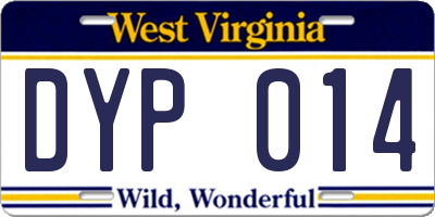 WV license plate DYP014