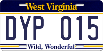 WV license plate DYP015