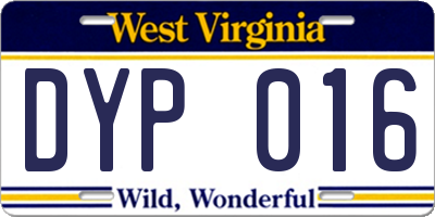 WV license plate DYP016