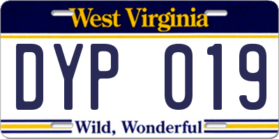 WV license plate DYP019