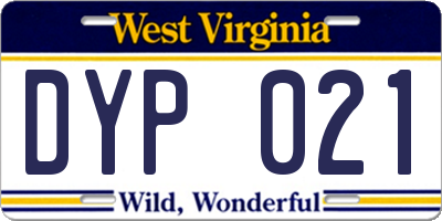 WV license plate DYP021