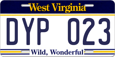 WV license plate DYP023
