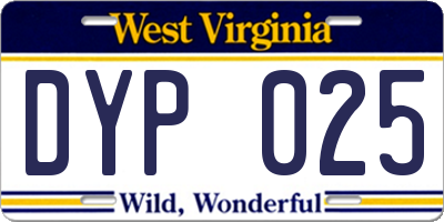WV license plate DYP025