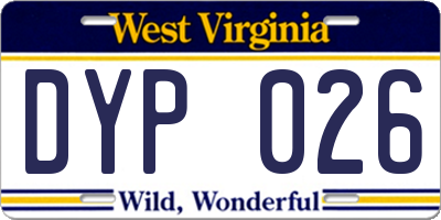 WV license plate DYP026