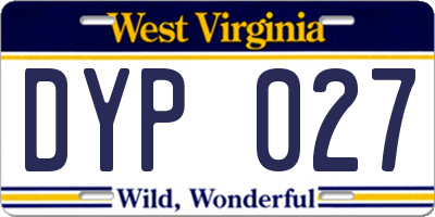WV license plate DYP027