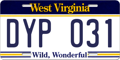 WV license plate DYP031