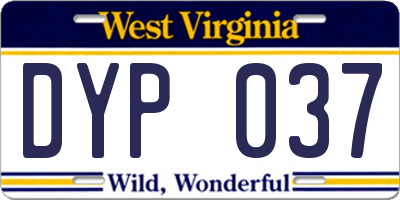 WV license plate DYP037