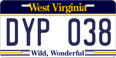 WV license plate DYP038