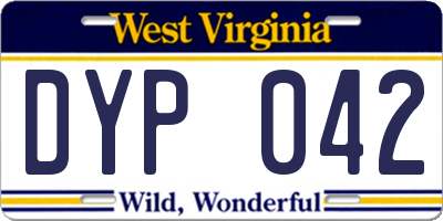 WV license plate DYP042