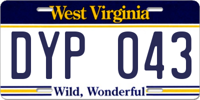 WV license plate DYP043
