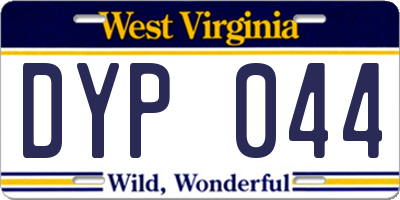 WV license plate DYP044