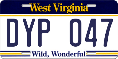WV license plate DYP047