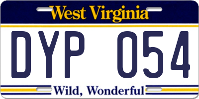 WV license plate DYP054