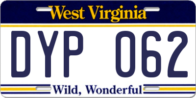 WV license plate DYP062