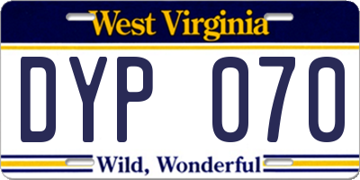 WV license plate DYP070