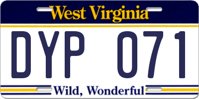 WV license plate DYP071