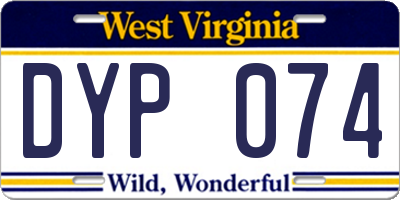 WV license plate DYP074