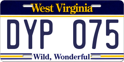 WV license plate DYP075