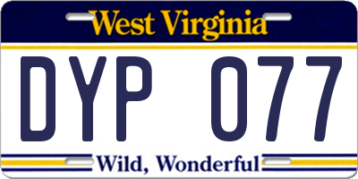 WV license plate DYP077