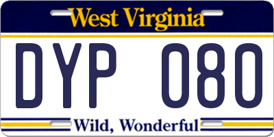 WV license plate DYP080