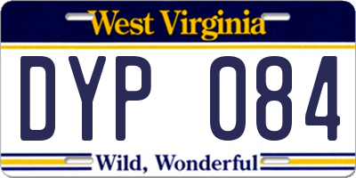 WV license plate DYP084