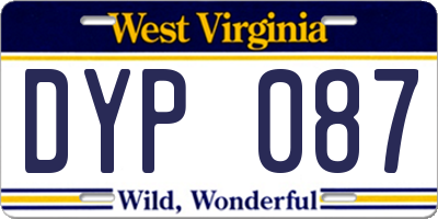 WV license plate DYP087