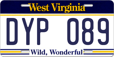 WV license plate DYP089
