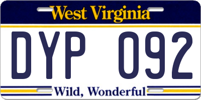 WV license plate DYP092