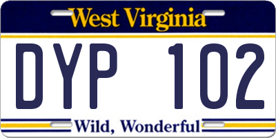WV license plate DYP102